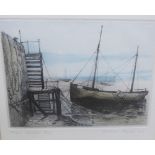 Michael Chaplin R.E harbour Steps, coloured engraving, No 130/ 200, signed in pencil and entitles,