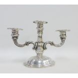 Fornari, Italian silver three branch candelabra, the base stamped 800, 16cm high