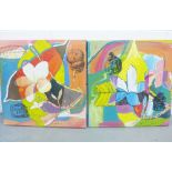 Zainon Abdullah, Seri Mesra Alam, Harmony Series I & II, a pair of acrylic on canvas panels, signed,