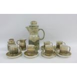 Secla Portugal retro coffee set comprising six cups, six saucers, coffee pot, cream jug and sugar