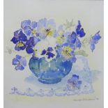 Jennifer A Hudson, Mixed flowers in a pot, watercolour, signed and dated '91 in a glazed frame, 21 x