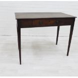 Mahogany side table with a single drawer and square tapering legs, 74 x 92cm