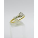 18ct gold claw set diamond solitaire ring, UK ring size T