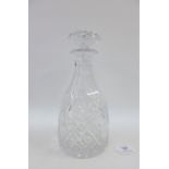 Modern cut glass decanter and flat stopper, 26cm high