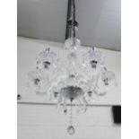 Modern glass Bethany chandelier light fitting with chrome mounts (unused, new with box)