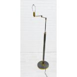 Brass adjustable standard lamp, 150cm high