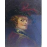 19th century School, Head and Shoulders Cavalier style figure Oil on canvas board, apparently