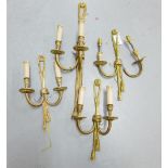 Four gilt metal wall lights (4)