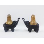 Pair of bronze elephant figures, 15cm high (2)