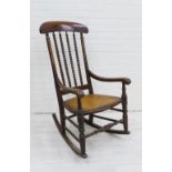 Late Victorian bobbin turned rocking chair, 118 x 52cm