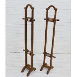 Two pine wool winders, 118 x 27cm (2)