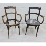Two Jacob & Josef Kohn Bentwood cafe chairs (a/f)