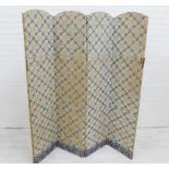 Vintage four fold dressing screen, 170 x 160cm