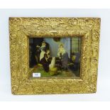 A coloured print contained within an ornate giltwood frame, size overall 44 x 38cm