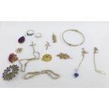 Collection of silver jewellery to include earrings, pendant and bangle, etc (a lot)