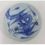 Chinese blue and white Dragon patterned charger / bowl, 28cm diameter