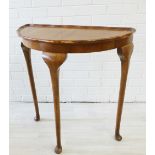 Mahogany demi lune table, 75 x 75cm