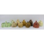 Collection of covered honey pots to include Japanese Marutoma Ware etc (10)