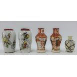 Pair of Japanese Kutani miniature baluster vases and three others, tallest 9.5cm (5)