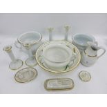 Staffordshire pottery toilet sets to include chamber pots, basins, candlesticks, jugs, etc (12)