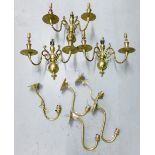 Carton containing a collection of eleven brass wall lights (11)