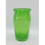 Whitefriars style green glazed vase with bubble inclusions, 24cm high