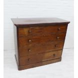 19th century mahogany chest, with rectangular top with rounded edge, over four graduating long