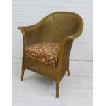 vintage gold painted Lloyd Loom style armchair 82 x 66cm