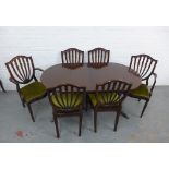 Dining suite comprising pedestal table and set of six shield back chairs (7)