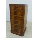 Mahogany veneered six drawer filing cabinet, 110 x 57cm