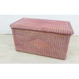 Lloyd Loom large pink Ottoman, 56 x 102cm