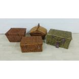 Four various wicker baskets, (4)