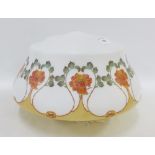 Opaque glass ceiling light shade with floral pattern, approx 40cm diameter