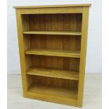 Contemporary light oak open bookcase, 138 x 97cm