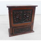 Early 20th century cupboard with floral carved door and drawer, 47 x 45cm