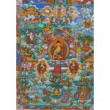 South East Asian School, Buddha and other figures, Gouache, in glazed gilt frame, 31 x 40cm