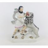 Van Amburgh - The American Lion Tamer, a Staffordshire pottery flatback figure on a gilt lined