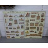 The Architectural Treasures of Italy and Firenze, two printed boards, 63 x 94cm (2)
