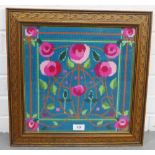 Glasgow Roses wool tapestry, in a glazed frame, size overall 45 x 45cm