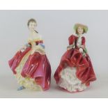 Two Royal Doulton figures to include Top O' The Hill HN1834 & Southern Belle HN2229, tallest 20cm (