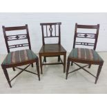 Pair of mahogany side chairs with upholstered slip in seats together with another with solid seat,