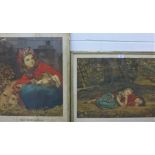 A pair of 19th century lithographic prints to include Little Red Riding Hood and The children in the