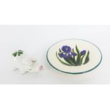 Plichta 'Clover' pattern piglet and a Griselda Hill Wemyss pin dish / plate with Iris pattern,