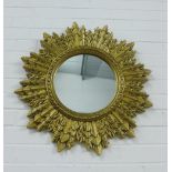 Faux giltwood starburst wall mirror with circular plate, 67cm