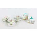 Rosenthal Studio Line part teaset comprising three cups, four saucers, sugar bowl and jar and