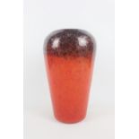 Monart glass vase, the red and black ground with gold aventurine inclusions paper label to base,