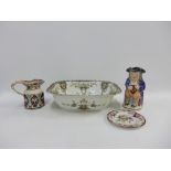 Doulton Burslem 'Wild Geranium' pattern rectangular bowl, Toby Jug Fenton Works jug and a Masons