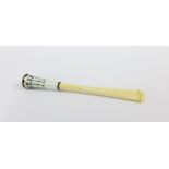 Enamel and ivory cheroot, in fitted case, 11cm long