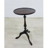 Mahogany pedestal wine table, 54 x 30cm