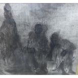 M. Kessell, A group of Figures, Chalk drawing, signed, in a glazed frame, 41 x 37cm